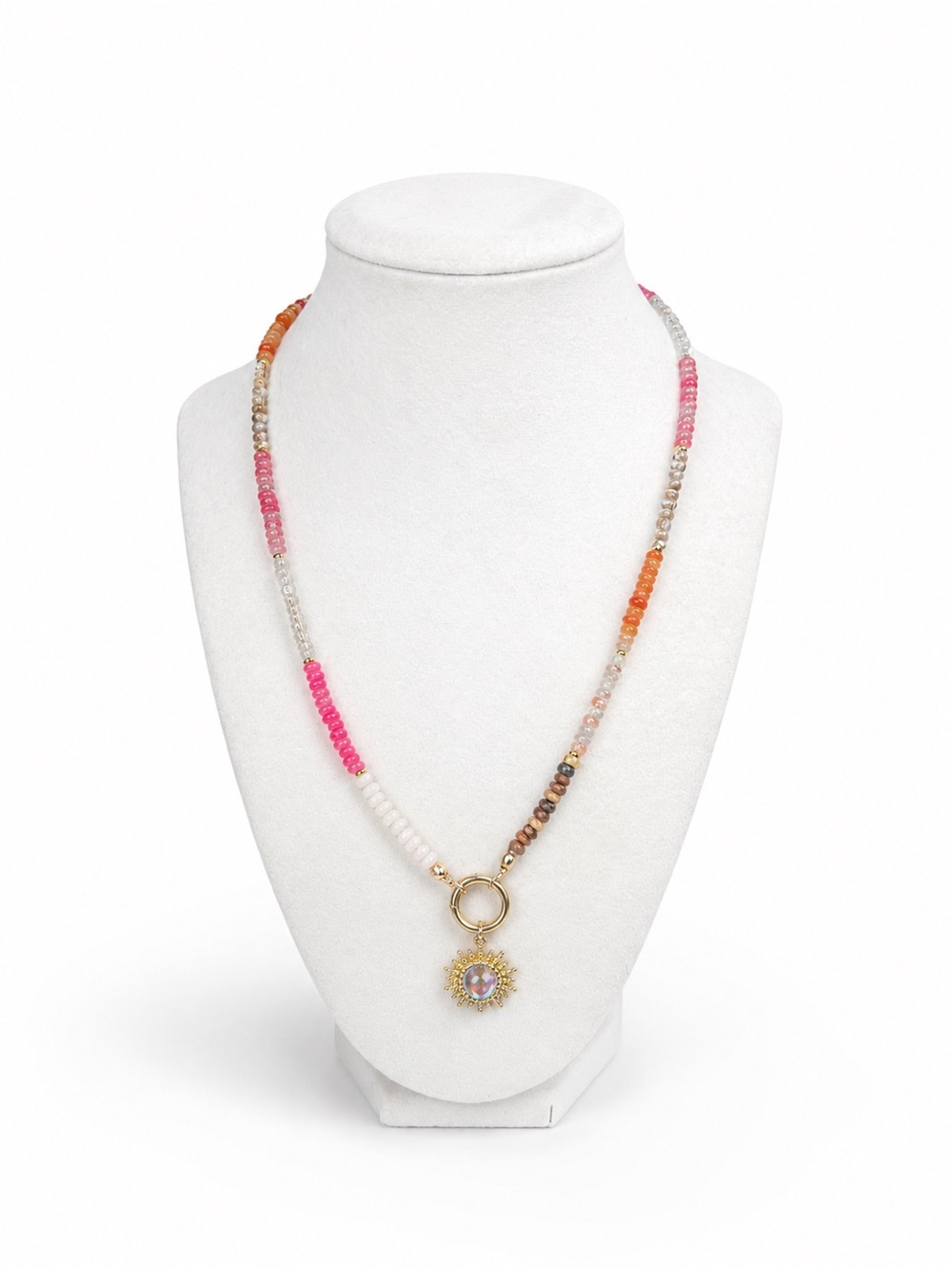 Handmade Gemstone Sunburst Pendant Necklace